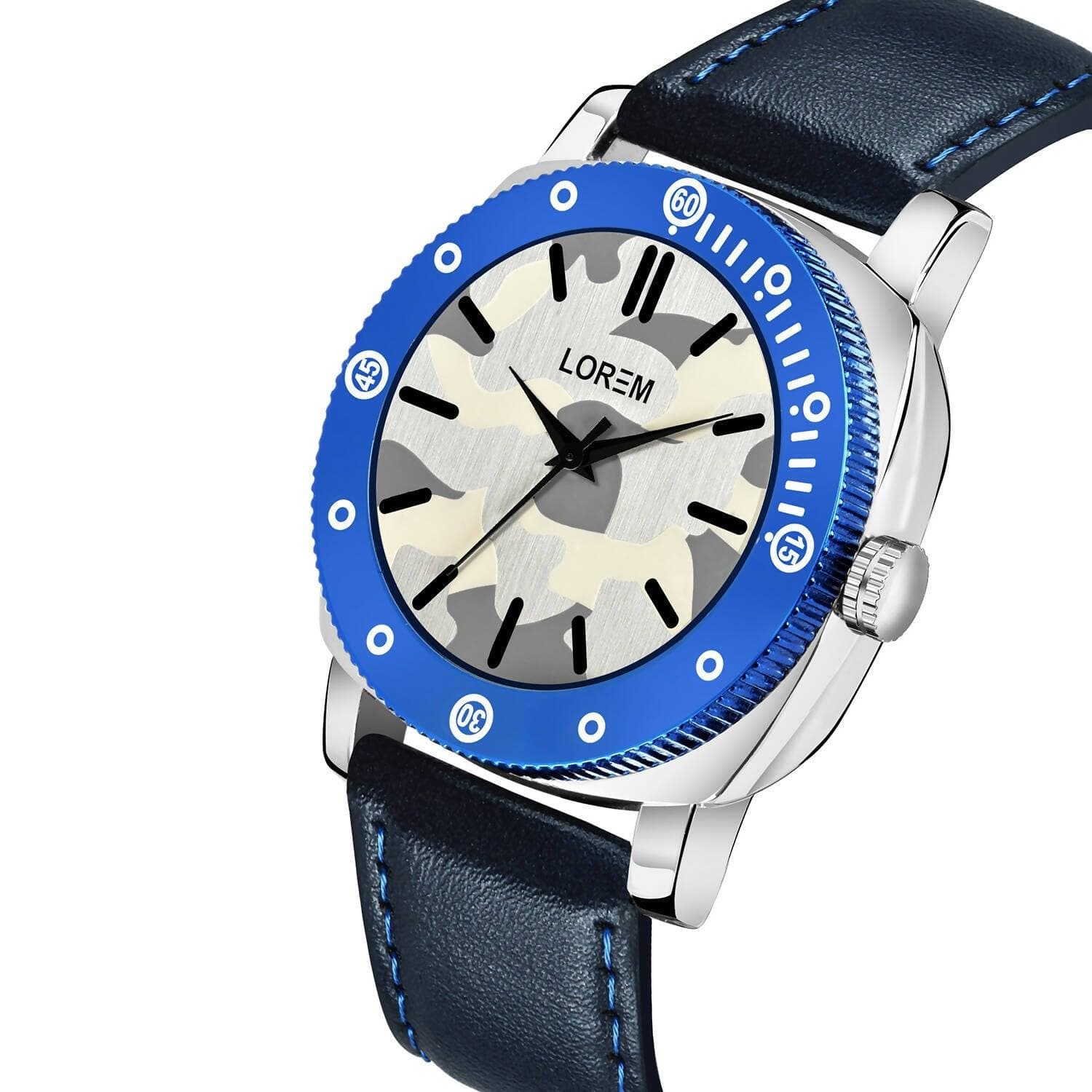 LOREM Blue Army Analog Watch For Men LR54 - HalfPe