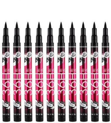 INDIANA HUDA 10 PCS (36H) Waterproof Liquid Eyeliner Make Up Beauty,Longlast Eye Liner Pencil 30 ml (BLACK) - HalfPe