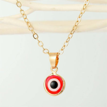 Pinapes Blue Turkish Evil Eye Pendant Chain Necklace for Women (Red, pack of 2) - HalfPe