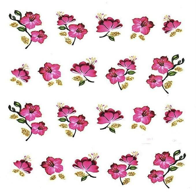 SENECIO Valentine Love Glitter Hibiscus Nail Art Manicure Decals Slide Water Transfer Stickers 1 Sheet Size - HalfPe