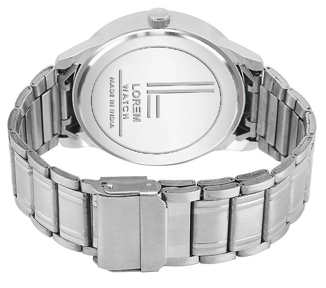 LOREM Silver Smiley Analog Watch For Men LR101 - HalfPe