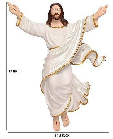 KariGhar® Risen Christ 18 inches Catholic Idol Perfect for Prayer Room/Drawing Room/Bedroom/Gifting & Decoration Purpose (9 x 37 x 46 cm) (White) - HalfPe