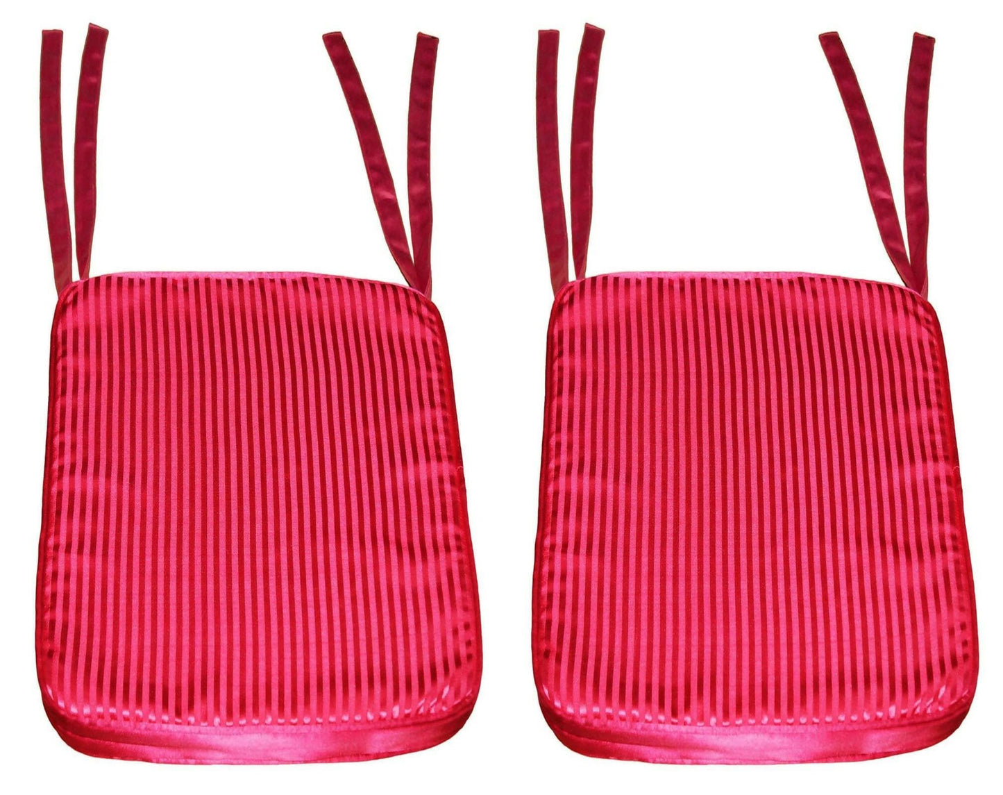 Lushomes Chair Pad Set of 2, Pink Striped, Reversible, driver seat cushion for car, dining chair cushion, cushion for car, tie up cushions (15x15 Inch, 1.5 Inch Foam Height, 4 Strings, 2 Pc) - HalfPe