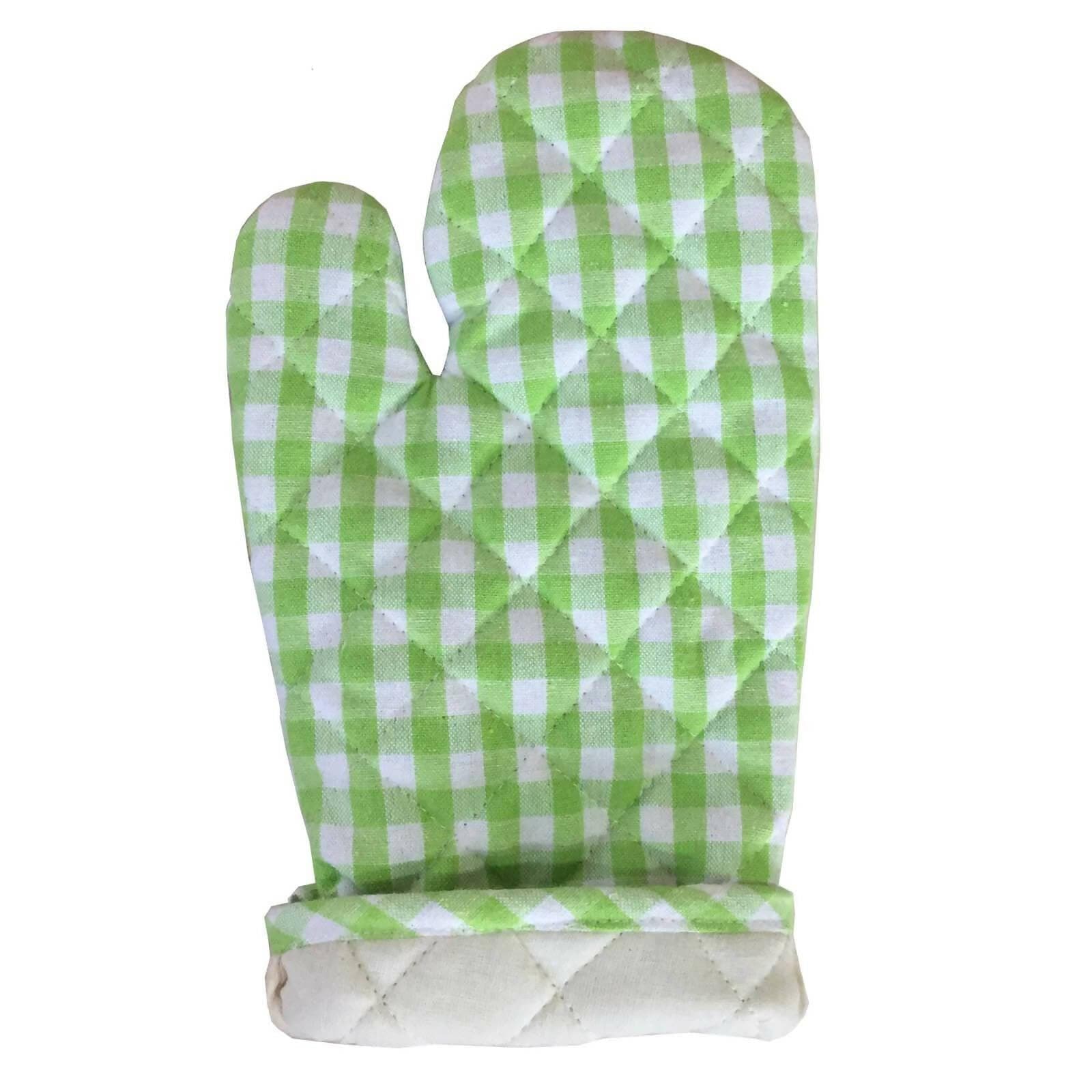 Lushomes oven gloves pot holder Combo, Green Small Checks microwave gloves & pot holder for kitchen, oven mitts - HalfPe