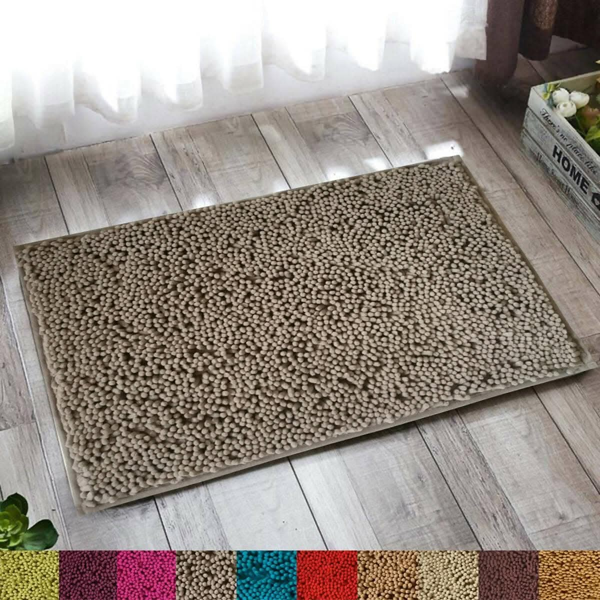 Lushomes Bathroom Mat, 2200 GSM Floor, bath mat Mat with High Pile Microfiber, anti skid mat for bathroom Floor, bath mat Non Slip Anti Slip, Premium Quality (20 x 30 inches, Single Pc, Grey) - HalfPe