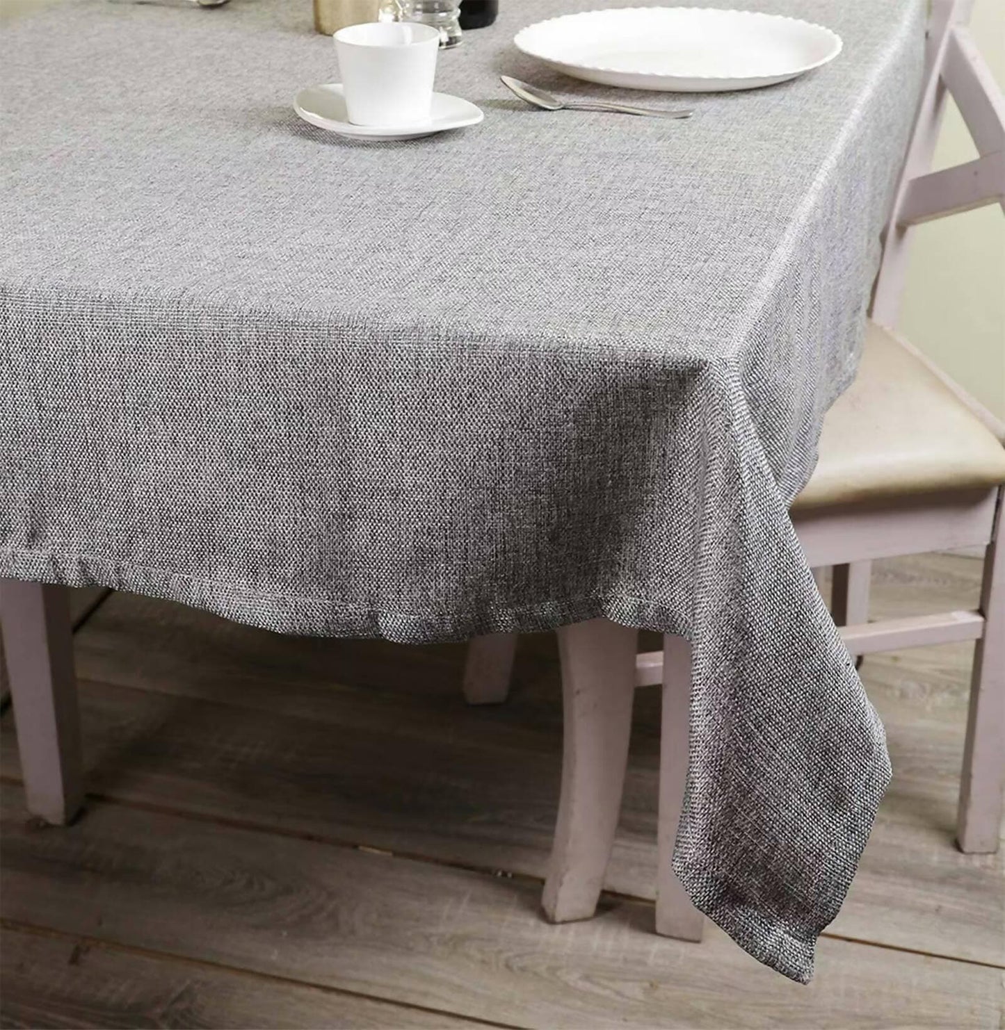 Lushomes Jute table cloth, dining table cover 6 seater, table cloth for 6 seater dining table, Rectangle dining cover, Jute Table Cover, Grey (Pk of 1, Size: 50x75 Inch, 4 FTx6 FT Approx) - HalfPe