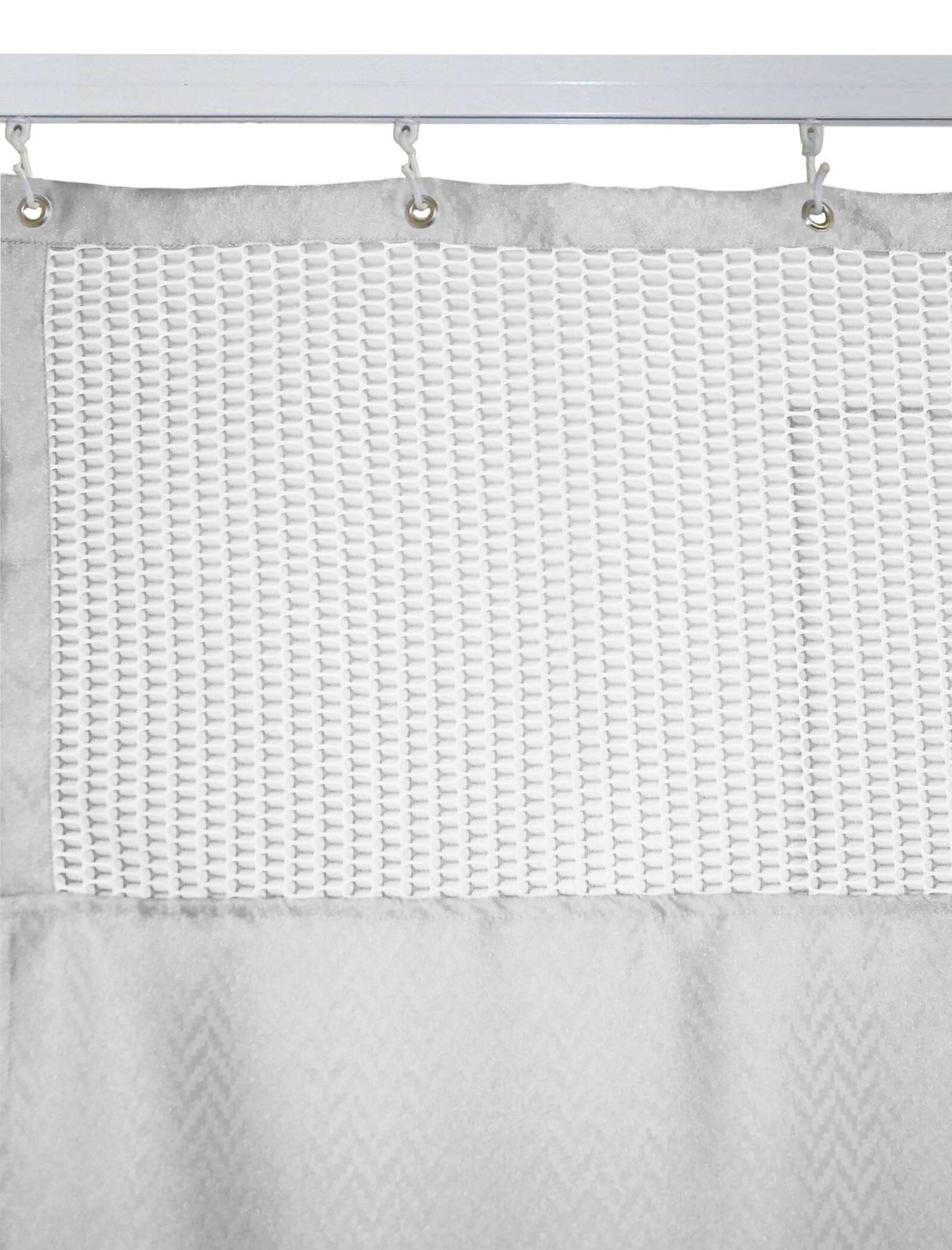 Hospital Partition Curtains, Clinic Curtains Size 10 FT W x 7 ft H, Channel Curtains with Net Fabric, 100% polyester 20 Rustfree Metal Eyelets 20 Plastic Hook, White, Zig Zag Design (10x7 FT) - HalfPe