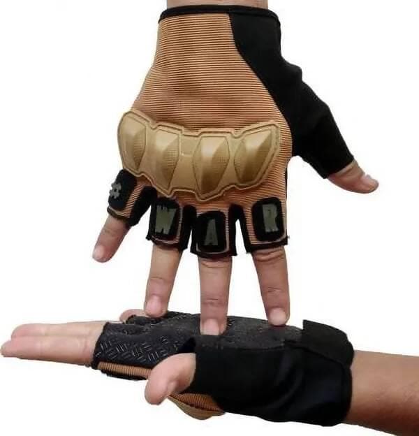 Tactical Gloves Gym & Fitness Gloves (Brown) - HalfPe