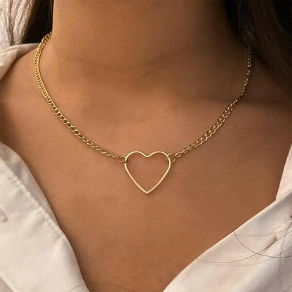 Pinapes Stunning Gold Plated Minimal Heart Choker Necklace for Women and Girls (pack of 2) - HalfPe