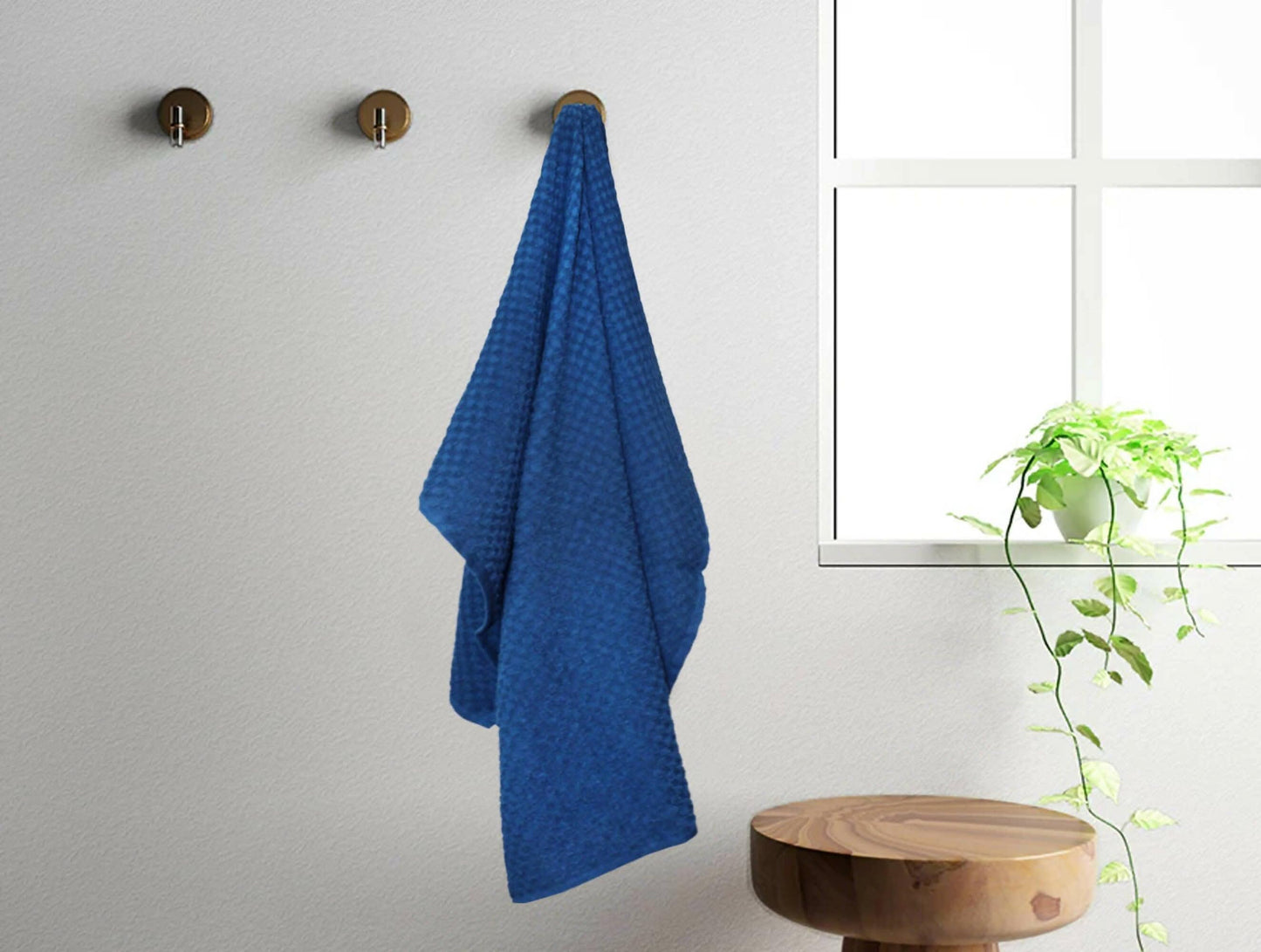 Lushomes Towels for Bath, bath towel, cotton towels for bath, large size, bathing towel, for Men and Women, Popcorn Weave, Peacock Blue, 335 GSM Approx (Pack of 1, Size 70 x 150 cms, 28x59 Inch) - HalfPe