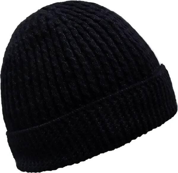 Woven Winter cap (Black) - HalfPe