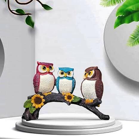 Xtore Beautiful Resin Owl Family Decorative Statue for Home Decor (Pack of 1. Multicolor) - HalfPe