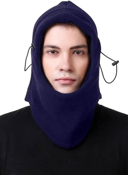 Solid Unisex Thermal Fleece Multifunction Balaclava Snood Full Face Mask (Navy Blue) - HalfPe