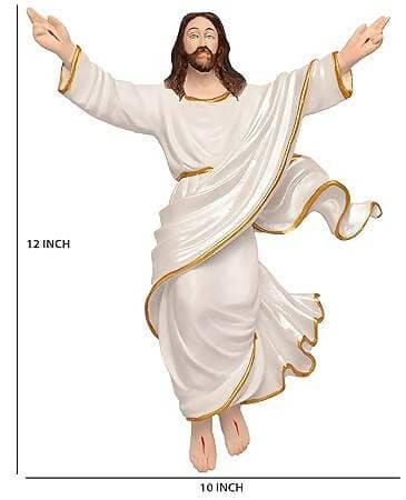 KariGhar® Risen Jesus Christ (3 x 10 x12 Inches) A0042 Idol & showpiece for Gifting & Decoration Purpose (White) - HalfPe