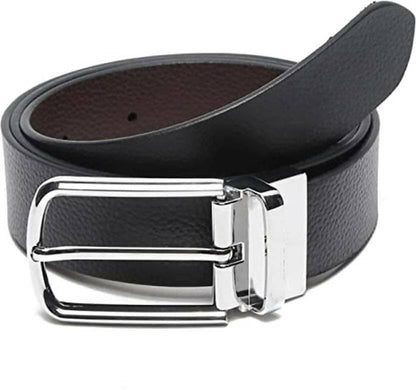 Men Party, Party, Formal, Casual Brown, Black Genuine Leather Reversible Belt (Size: 44) - HalfPe