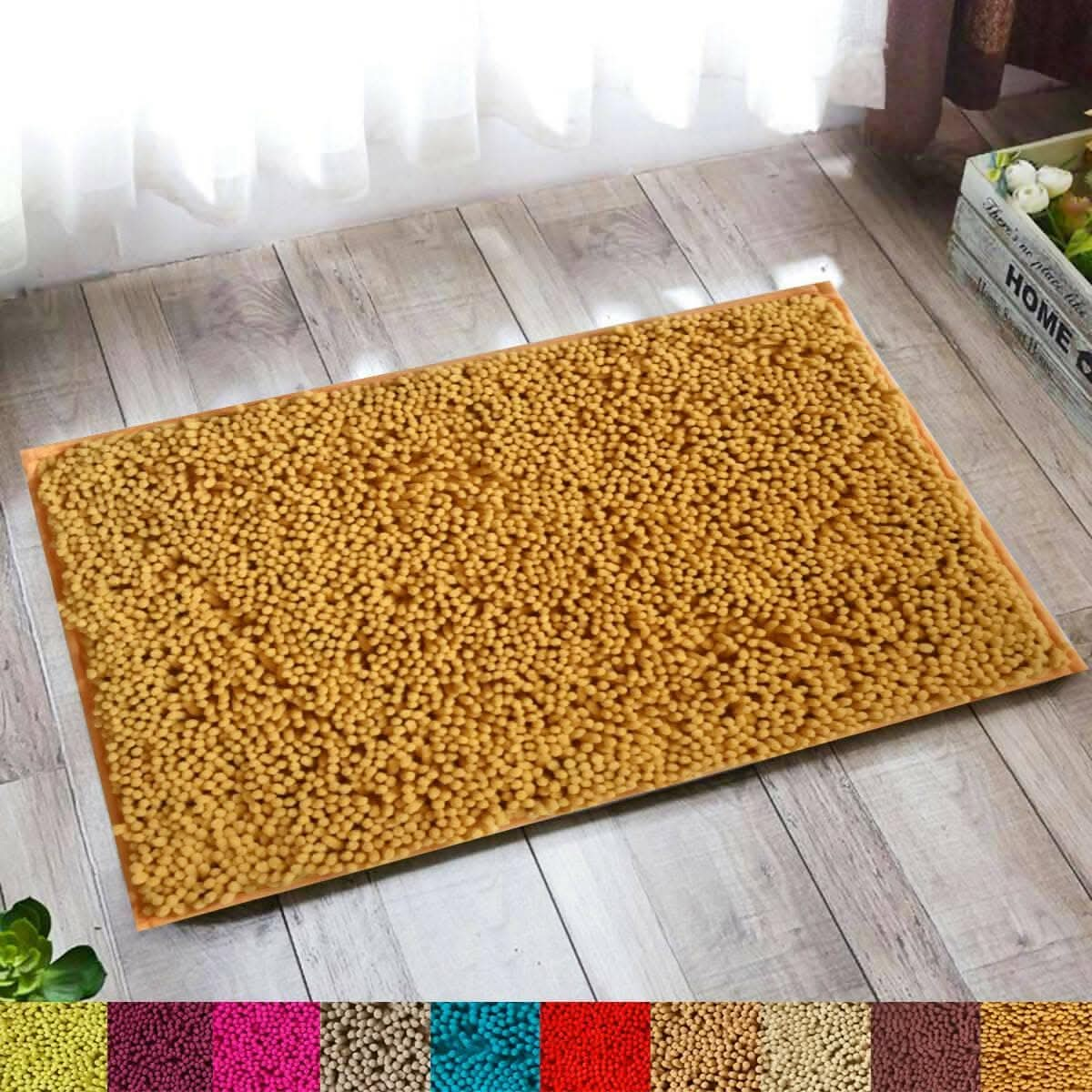 Lushomes Bathroom Mat, 2200 GSM Floor, bath mat Mat with High Pile Microfiber, anti skid mat for bathroom Floor, bath mat Non Slip Anti Slip, Premium Quality (20 x 30 inches, Single Pc, Light Brown) - HalfPe