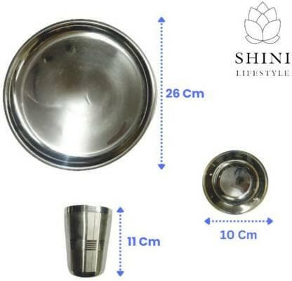 SHINI LIFESTYLE Stainless Steel Dinner Set, Kitchen Set for Home, Heavy Gauge Dinner Set (pack of 6) - HalfPe