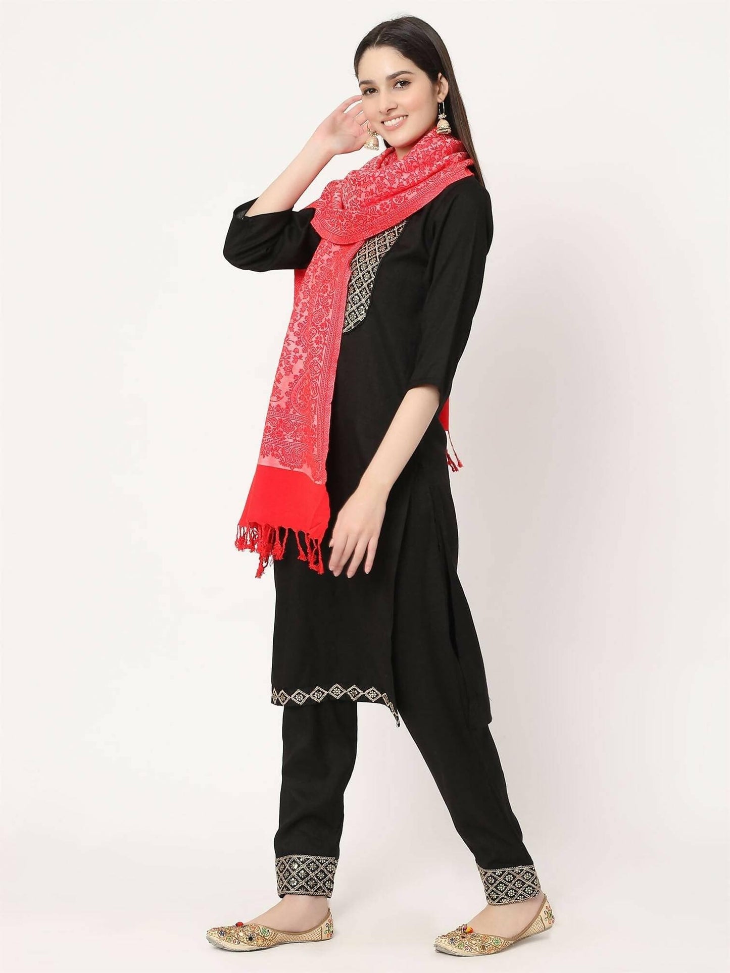 Red Paisley Pattern Viscose Stole for women - HalfPe