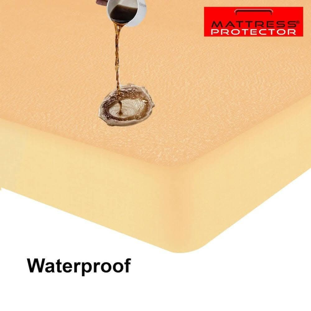 Mattress Protector Beige Waterproof Cover for Queen Size Bed (72 x 60 inch) - HalfPe