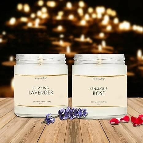 Puremazing by Imvelo Floral Box Combo | 2 Tealight Candle, 2 Jar Candle, 2 Incense Sticks, 2 Incense Cones & 6 Sambrani Cups - HalfPe