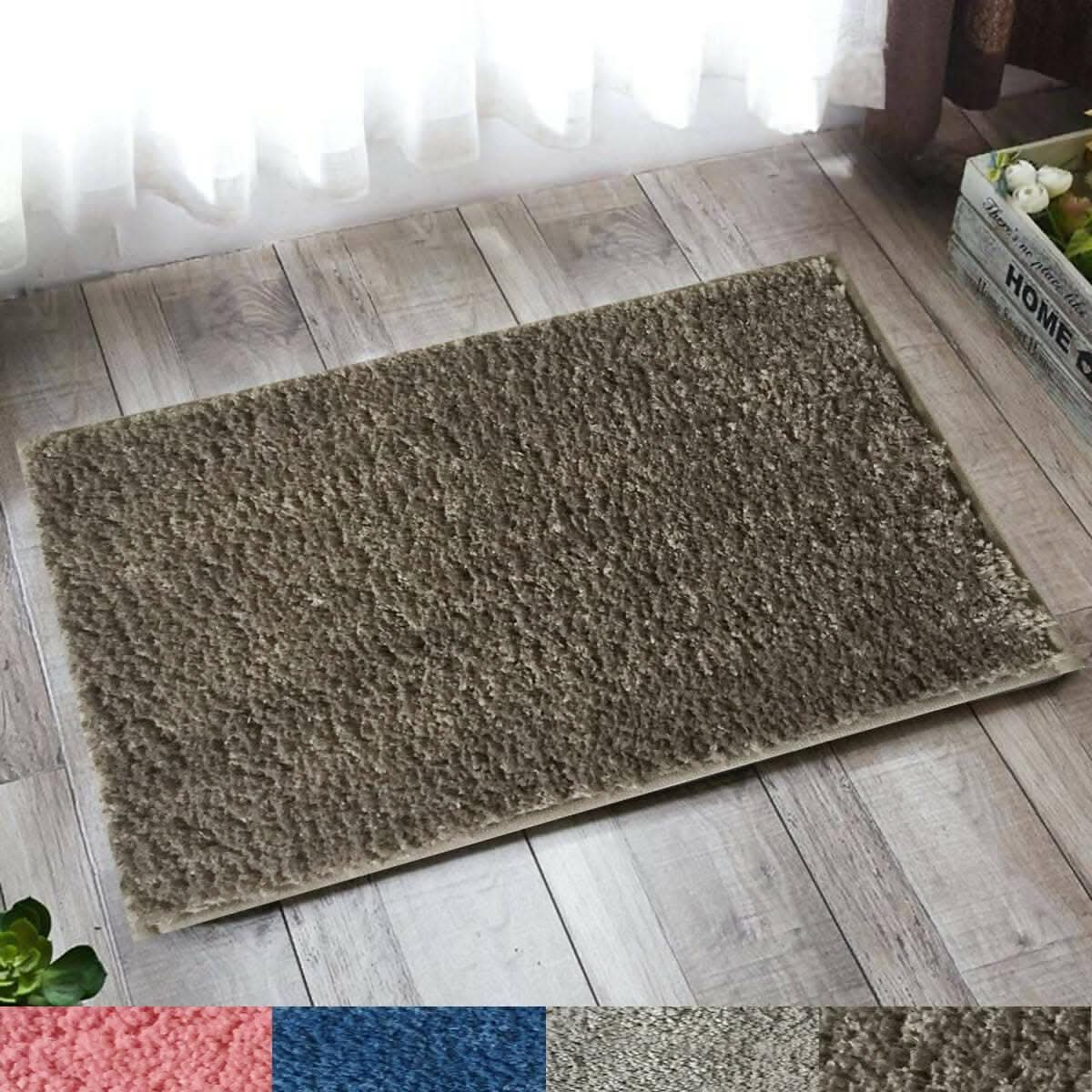 Lushomes Bathroom Mat, 1800 GSM Floor Mat with High Pile Microfiber, anti skid mat for bathroom floor, bath mat, door mats for bathroom (16 x 24 Inch, Single Pc, Dark Grey) - HalfPe