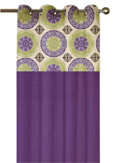 Lushomes Cotton Curtains, Cotton Bold Purple Printed Cotton Curtains for Living Room/Home with 8 Eyelets & Printed Tiebacks for Door, door curtains 7.5 feet, (Size: 54x90 Inches) - HalfPe