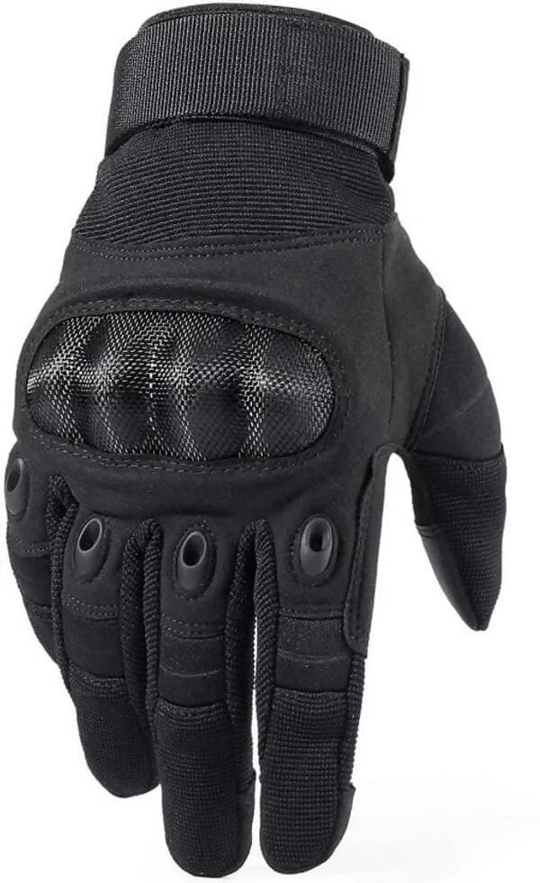 Nylon Tactical Full Finger Riding Gloves (Black) - HalfPe