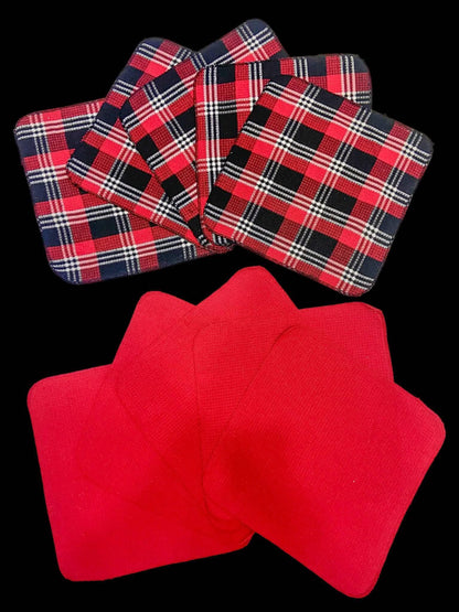 Lushomes Kitchen Cleaning Cloth, Waffle Cotton Dish Machine Washable Towels for Home Use, 5 Pcs Red and Black Checks and 5 Pcs Plain Red Checks Combo, 12x12 Inches, 280 GSM (30x30 Cms, Set of 10) - HalfPe