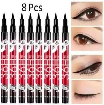 INDIANA HUDA 8 PCS (36H) Waterproof Liquid Eyeliner Make Up Beauty,Longlast Eye Liner Pencil 24 ml (BLACK) - HalfPe