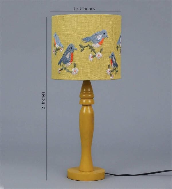 Blue Birds On Jute Lamp - HalfPe