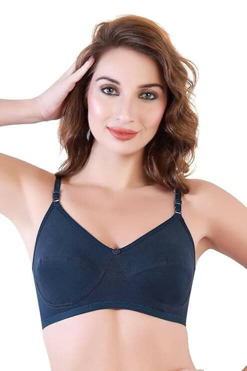 Non Padded Side Support Bra (navy) - HalfPe