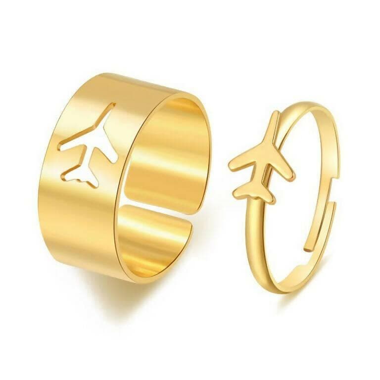 Pinapes Valentine Day Gift Gold Couple Ring Matching Wrap Finger Ring for Women and Men(2 pairs) - HalfPe