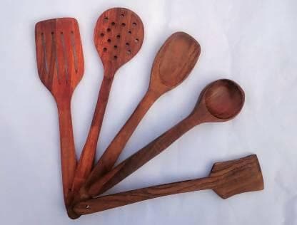 Wooden Kitchen Spoons (Pack of 5) - HalfPe