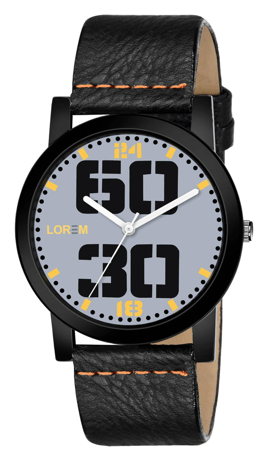 LOREM Grey Sllim Analog Watch For Men LR47 - HalfPe