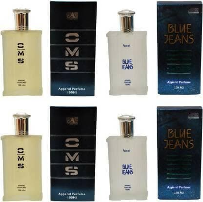 Aone CMS and Blue Jeans Perfume 100ML Each (Pack of 4) Eau de Parfum - 400 ml - HalfPe