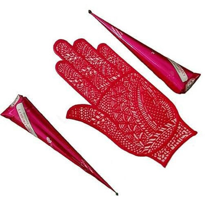 SENECIO Set Henna Mehendi With Reusable Rubber Stencil Washable Stick On Bridal Tattoo Arabic/Indian Traditional Mix Designs Combo(3pcs) - HalfPe