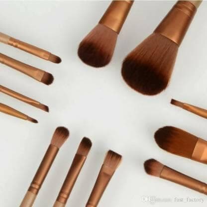 Bingeable 12 Pcs Naked Professional Makeup Brushes Set (PACK OF 12) (Gold) - HalfPe