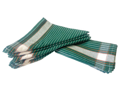 Cleaning Machine Washable Multipurpose Cotton Checked And Stripe Kitchen Towel Napkins, Modern kitchen accessories items, Napkins, Roti Clothes Wrap duster, 18x18 Inch, Set of 12, Stripe Green - HalfPe