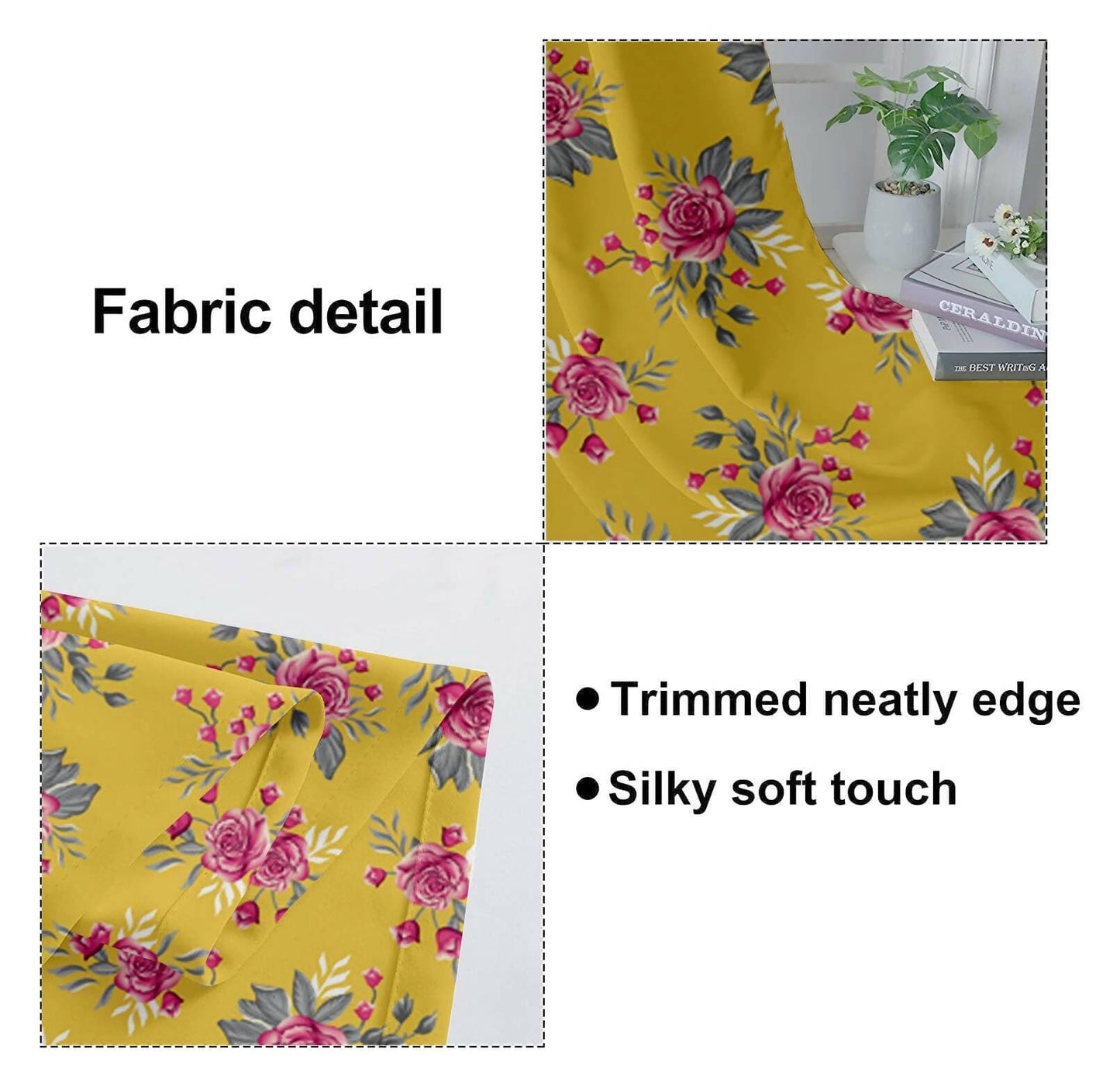 Lushomes window curtains 6 feet set of 2, curtain for windows 6 feet, screen for window, curtains for window, Semi sheer curtains, rod pocket curtains (Pack of 2, 57x72 Inch, Yellow Flowers) - HalfPe