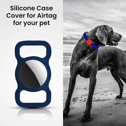 Squif Pack of 2 Airtag Cases for Pets, Dogs Airtag Case Cover with Pet Collar Protective Silicone Case with Collar Compatible with Airtag (Blue) - HalfPe