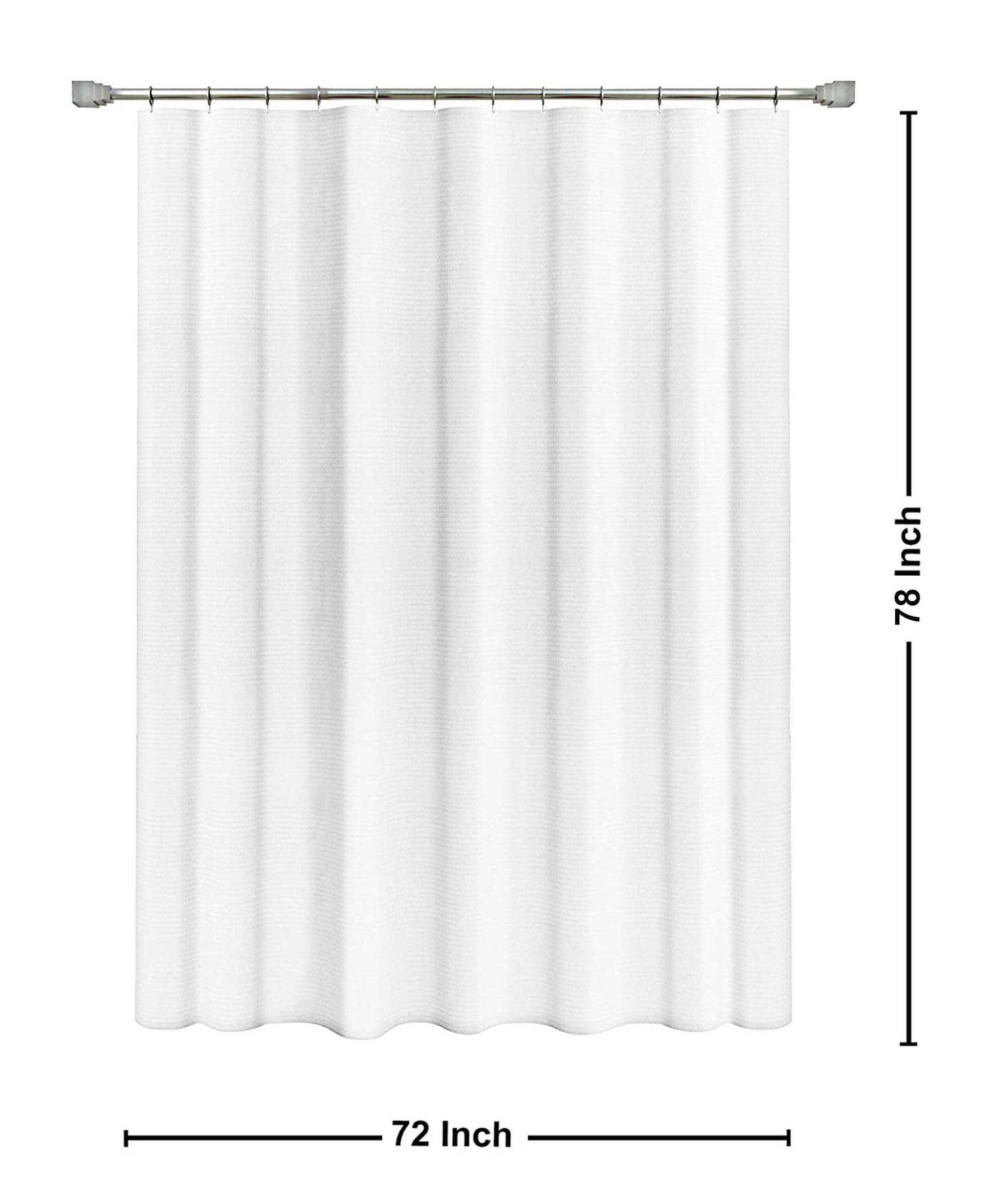 Lushomes Waffle Weave Shower Curtains, Waterproof Bathroom curtain, Thick Fabric, White, 12 Rust-Resistant Grommets 12 Plastic C Ring Hooks, Hotel Quality, Washable Polyester(72' x 78", Non-PVC) - HalfPe