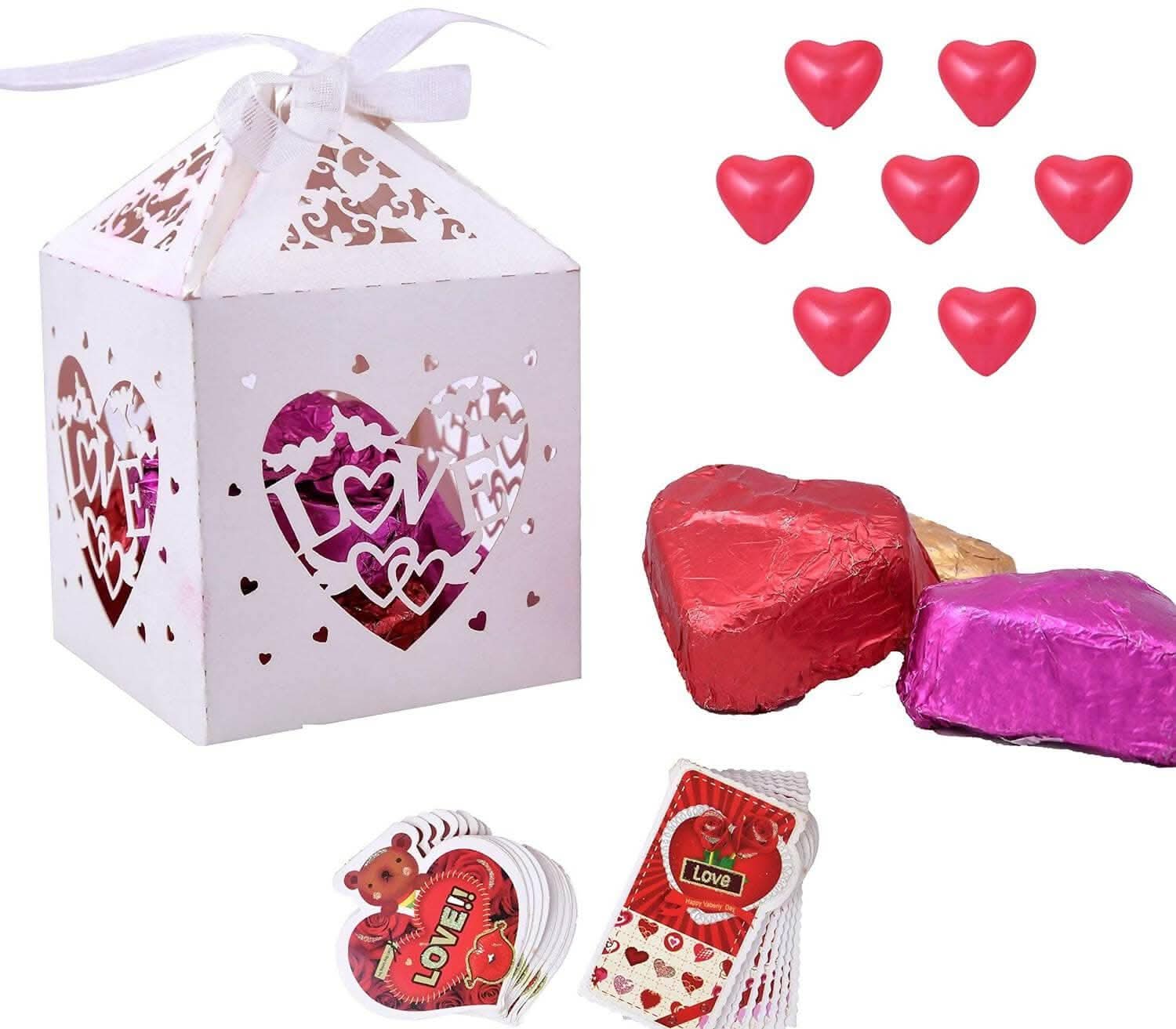 MANTOUSS Valentines Day Gift for Girlfriend/Boyfriend/Valentines Day Chocolate Gift Pack-Love Box with Chocolate+ Heart Shaped Love Balloons+Valentines Day Greeting Card - HalfPe