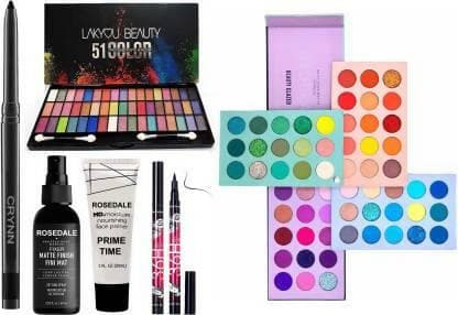 Crynn Kajal, Lakyou Palette, Studio Primer, Yanqina Eyeliner, Beauty Glazed 60 Shades (6 pcs) - HalfPe