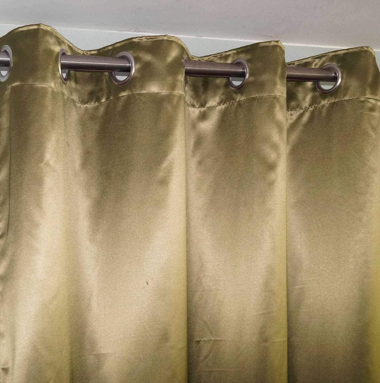 Lushomes Satin Curtains, Brown Satin door curtain, Plain Door Curtain, 7.5 feet curtains with 8 Metal SS Eyelets, 4.5 FT x 7.5 FT (54 x 90 inches) - HalfPe