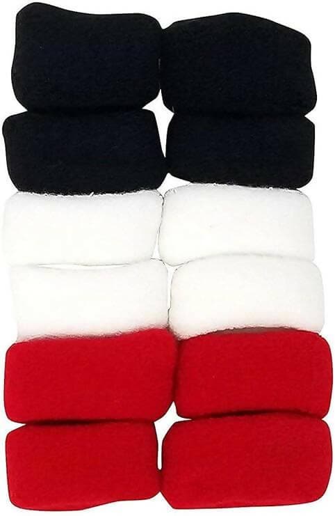 SENECIO Red Black White TriColor Rubber Band ( Pack of 12 ) Cottonwool Large Thick Extra Soft Bun Ponytail Holders - HalfPe