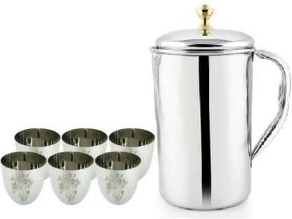 SHINI LIFESTYLE Stainless Steel Jug Set and juice glass Set - HalfPe