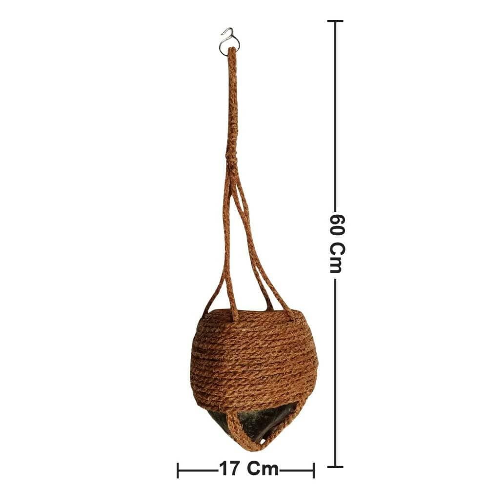 Mats Avenue Coconut Husk and Coir Based Hand Crafted Indoor and Balcony Hanging Pot For Plants (60 X 17 CM) - HalfPe