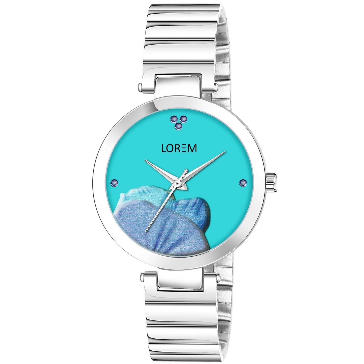 LOREM Sky Blue Flower Designer Analog Watch For Women LR310 - HalfPe