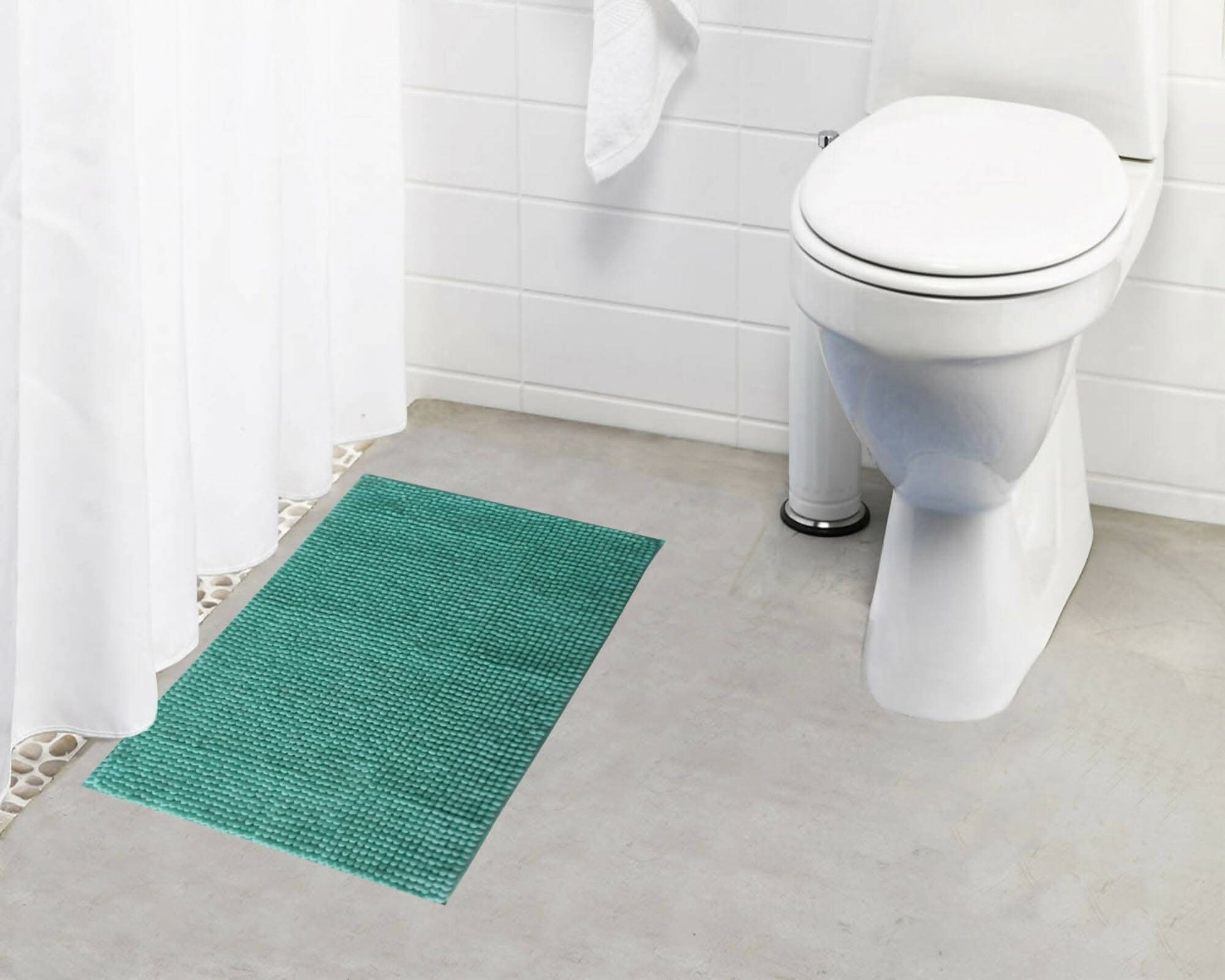 Lushomes Bathroom Mat, floor mats for home, anti slip mat, non slip mat 1800 GSM Floor Mat with High Pile Microfiber, mat for bathroom floor, Anti Skid Spray Backing (12 x 18 Inch, Single Pc, Blue) - HalfPe