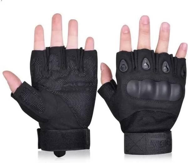 Half finger Knuckle Riding Gloves (Black) - HalfPe